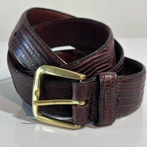 Vintage FootJoy Genuine Teju Lizard Belt 34 Solid Brass Western Rare